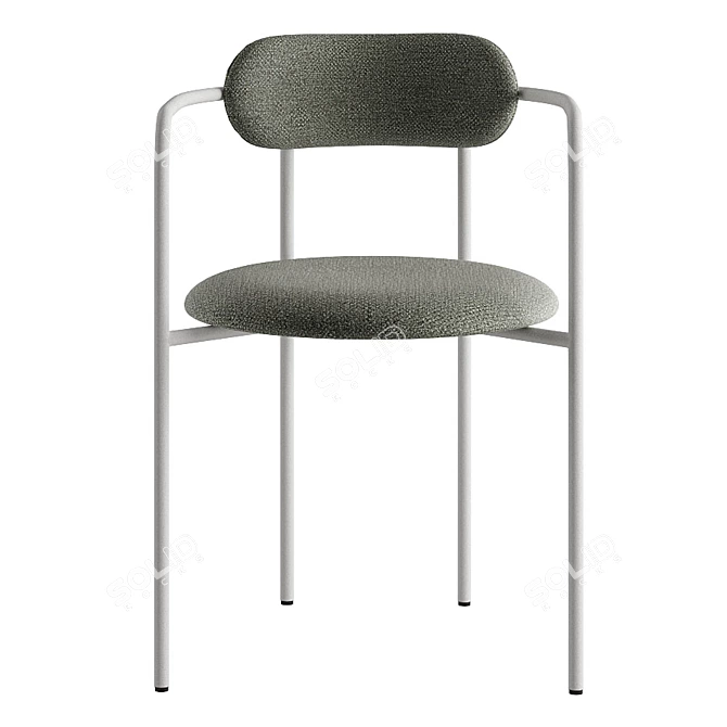 Metal and Fabric Armchair Stool 3D model image 3