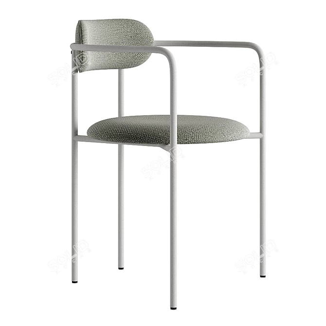 Metal and Fabric Armchair Stool 3D model image 5