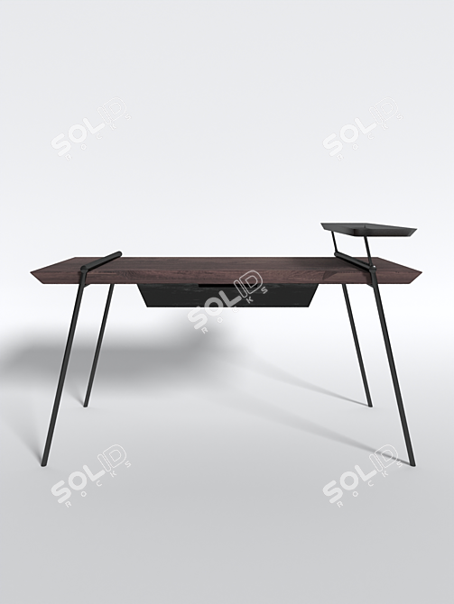 Minimalist Oak Desk with Storage 3D model image 1