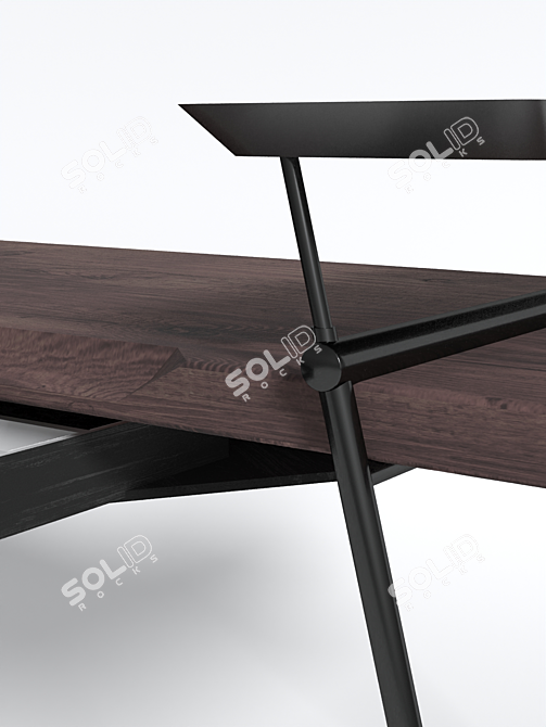 Minimalist Oak Desk with Storage 3D model image 4