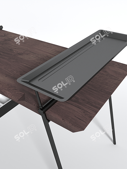 Minimalist Oak Desk with Storage 3D model image 5