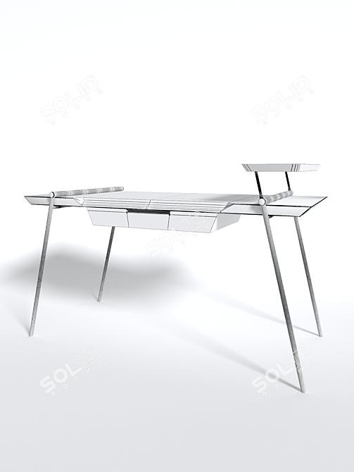 Minimalist Oak Desk with Storage 3D model image 6