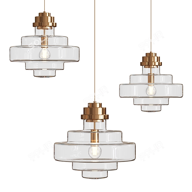 Elegant Glass Pendant Lamp 3D model image 1