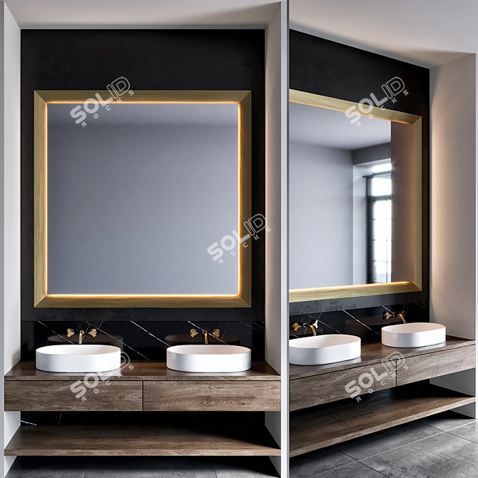 Stylish 180cm Bathroom Furniture 3D model image 7