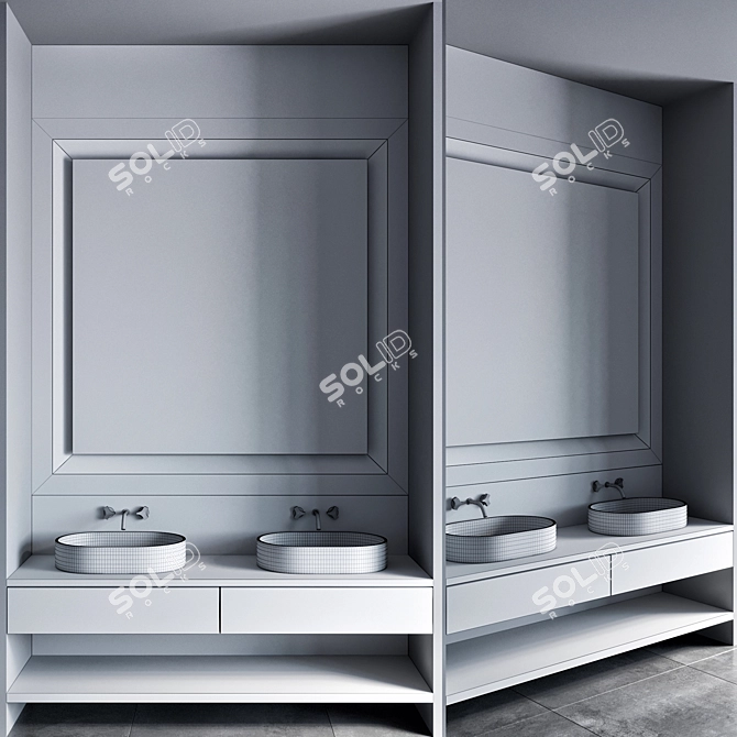 Stylish 180cm Bathroom Furniture 3D model image 12