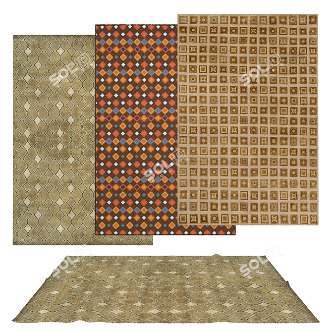 Versatile Set of 6 Rugs 3D model image 1