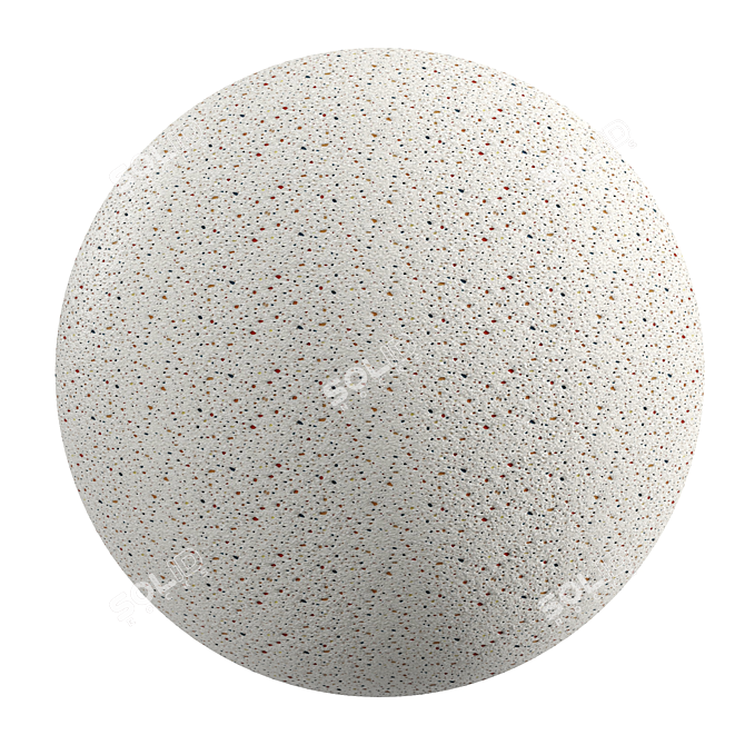 White & Multicolored Stone Plaster 3D model image 1