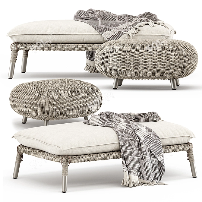 Title: Strada Grande Ottoman & Pouf 3D model image 1