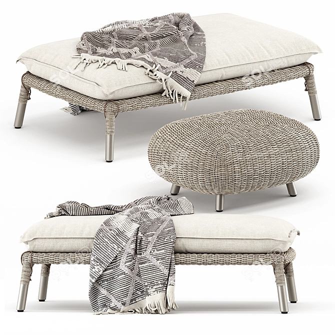 Title: Strada Grande Ottoman & Pouf 3D model image 2