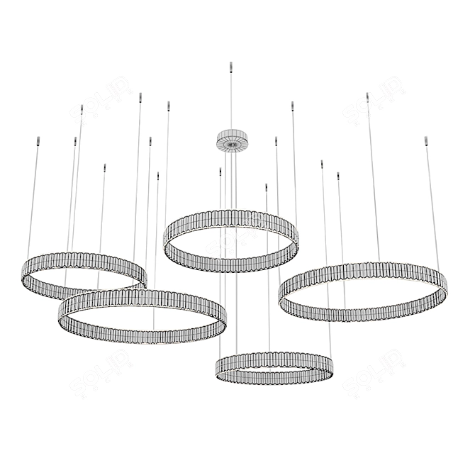 Gold Crystal Pendant Light Set 3D model image 3