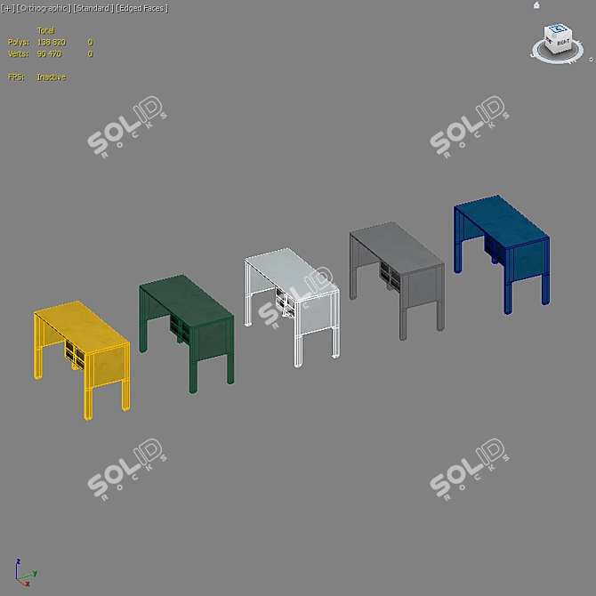 Tenzo Uno Mello Writing Desk - Modern Design, Multiple Colors, Compact Size 3D model image 6