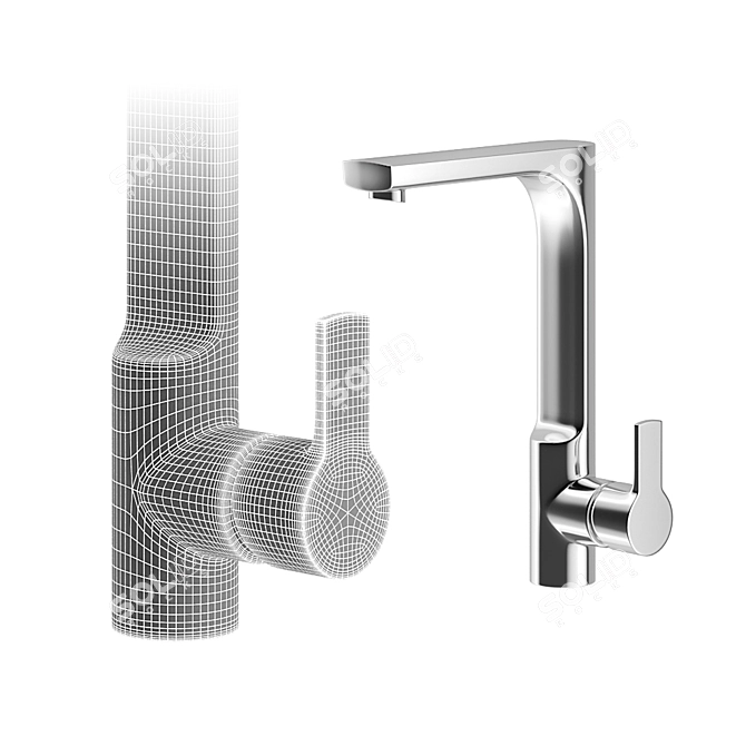 Sleek Sento Kitchen Faucets 3D model image 4