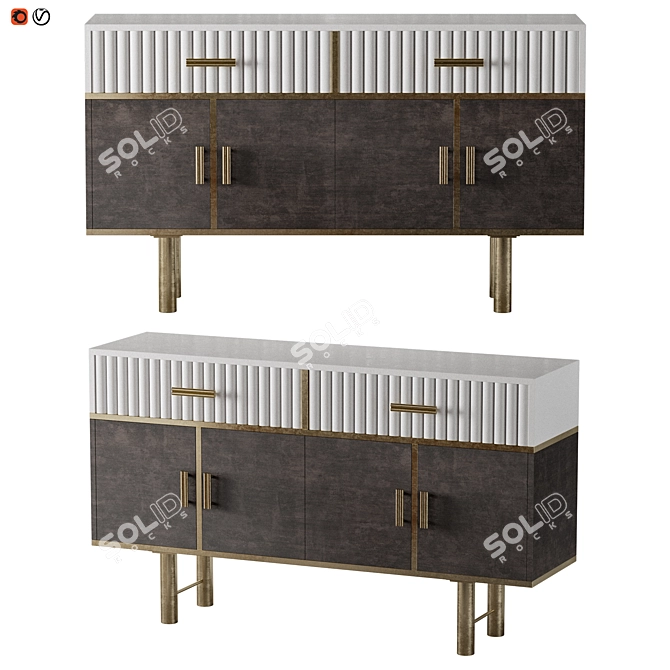 Gleaming Brown-Gold Sideboard: Art Deco Style 3D model image 1