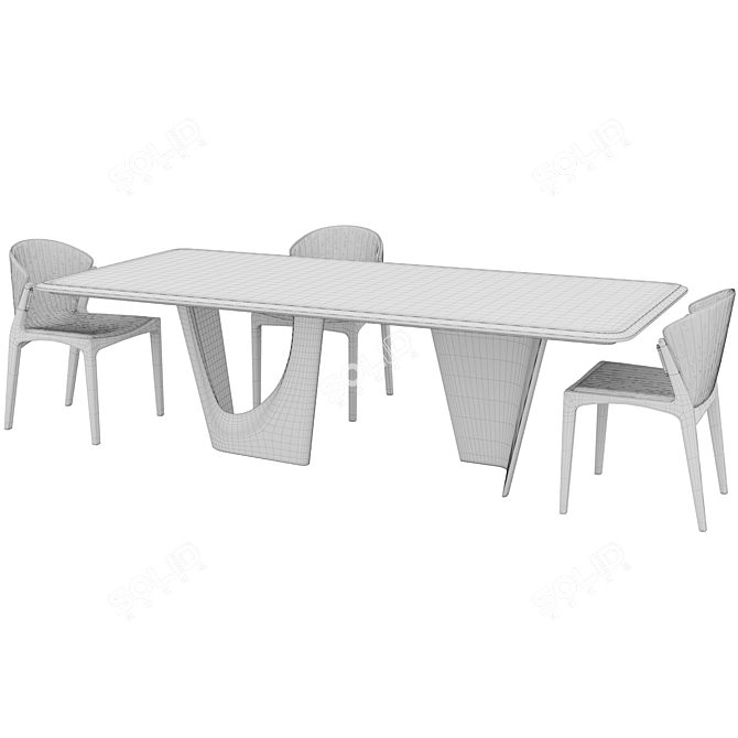 Elegant Pinnacle Table & Luisa Chair 3D model image 6