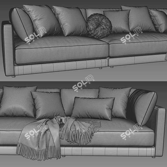 Elegant Blanche Katarina 3-Seater Sofa 3D model image 4