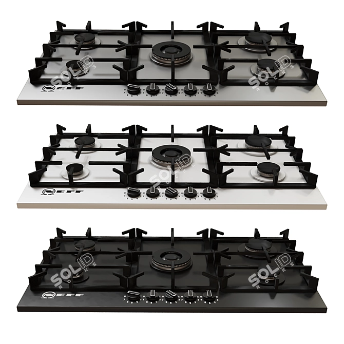 Premium NEFF Appliance Collection: Double Oven, Gas Hob, Hood, Fridge. 3D model image 4