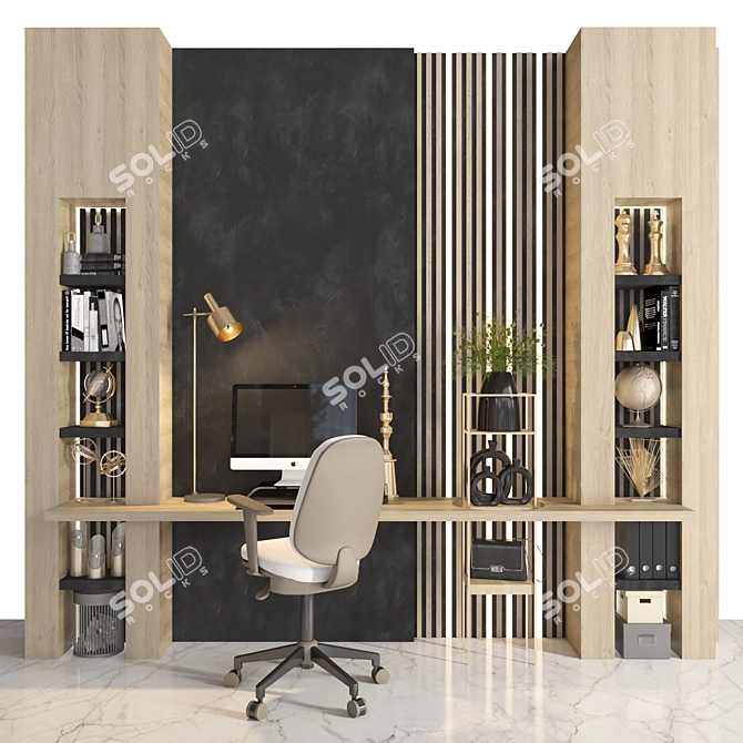 Elegant Office Furniture Set 3D model image 1