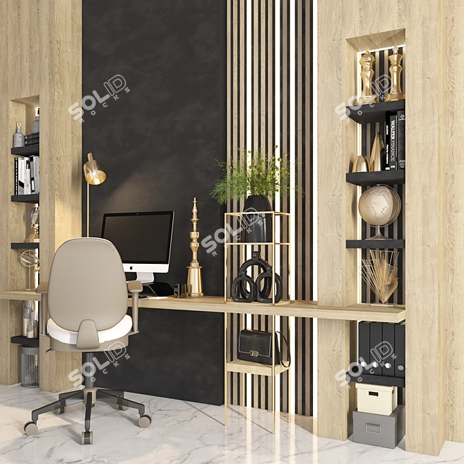 Elegant Office Furniture Set 3D model image 3