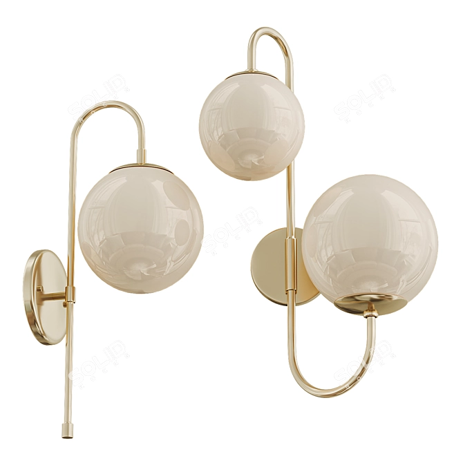 Contemporary Opal Glass Ball Wall Sconce 3D model image 1