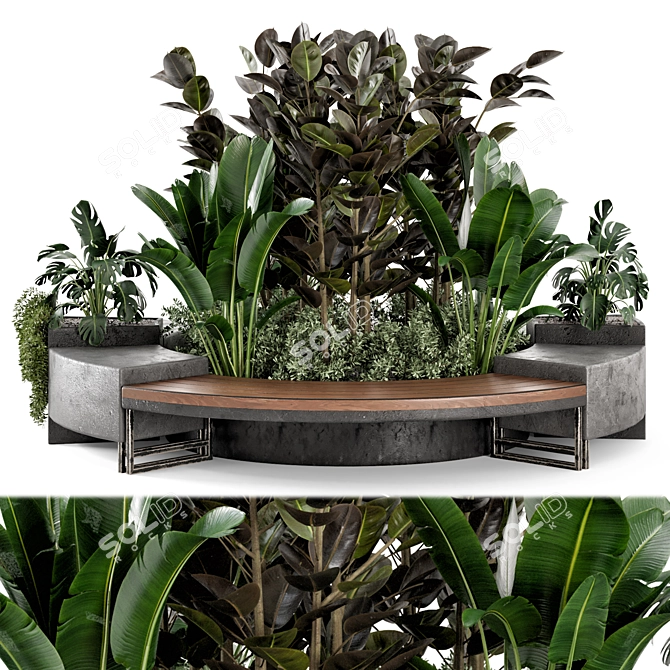 Outdoor Garden Set with 5 Different Plants 3D model image 2