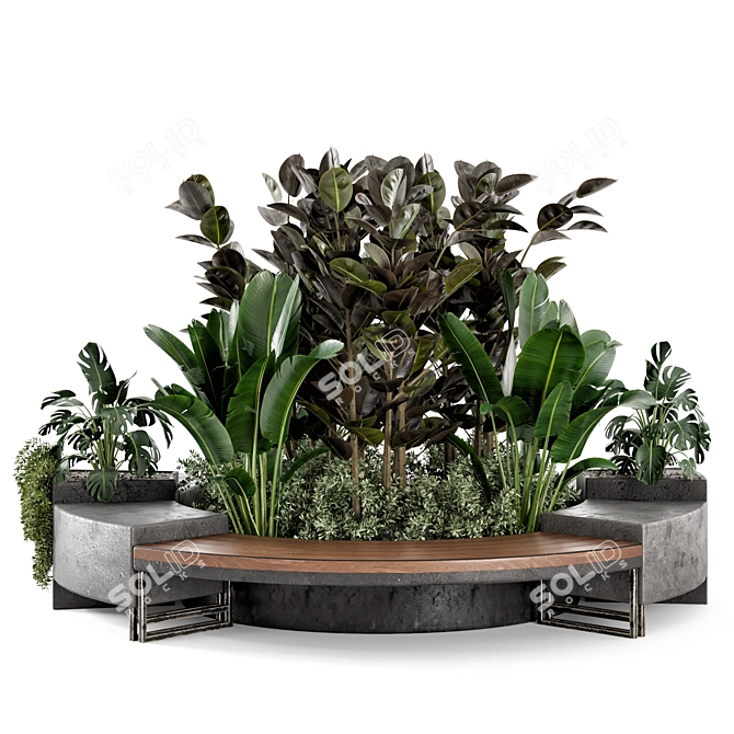 Outdoor Garden Set with 5 Different Plants 3D model image 6