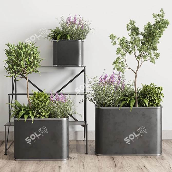 Modern Metal Plant Stand Collection 3D model image 1