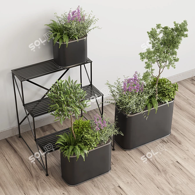 Modern Metal Plant Stand Collection 3D model image 2