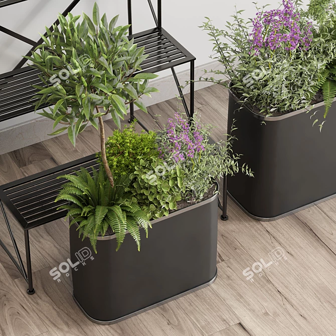 Modern Metal Plant Stand Collection 3D model image 3
