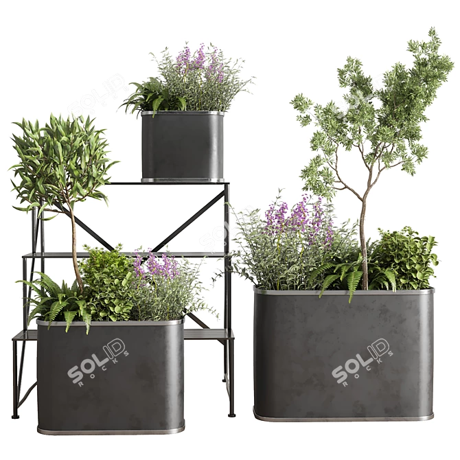 Modern Metal Plant Stand Collection 3D model image 7