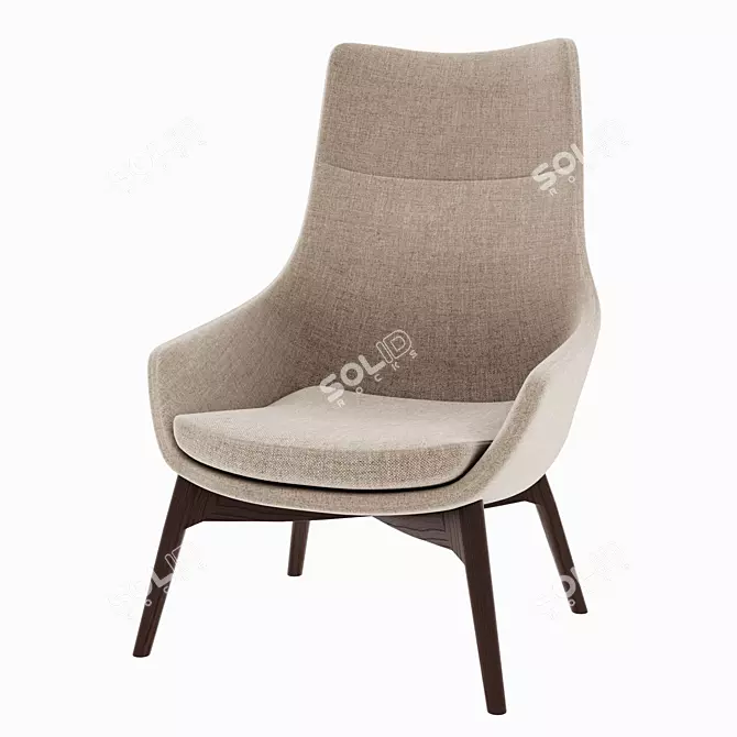 Jet Velvet Armchair: Elegant and Comfortable 3D model image 1