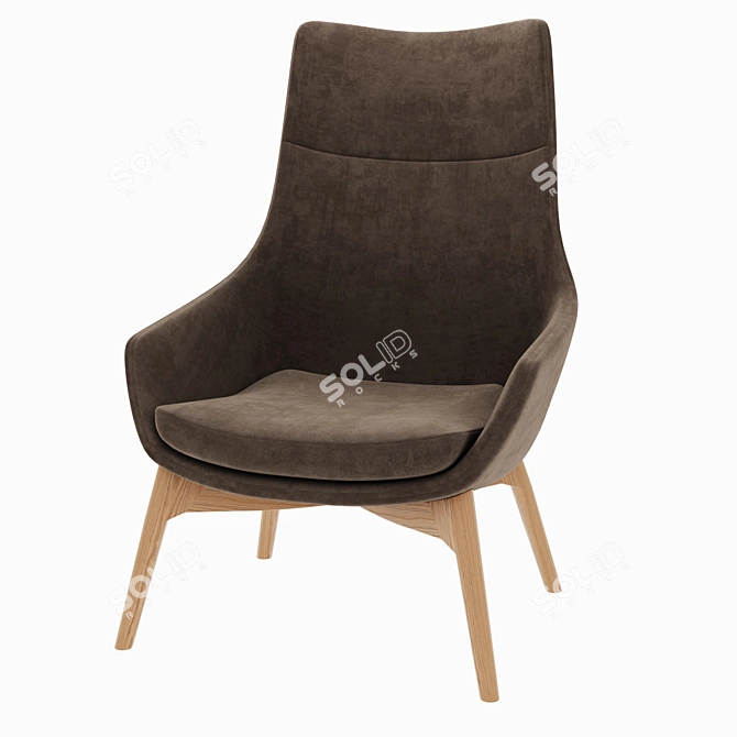 Jet Velvet Armchair: Elegant and Comfortable 3D model image 3