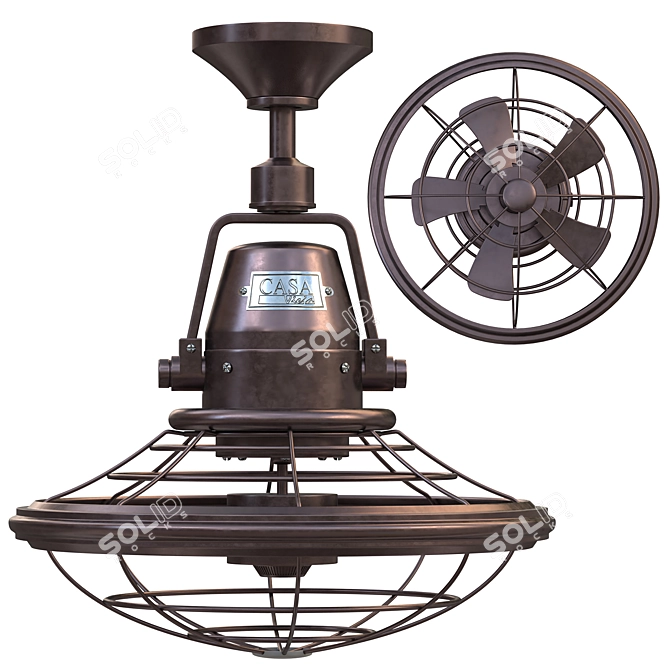 18" Mission Ceiling Fan: Indoor/Outdoor with Wall Control 3D model image 2