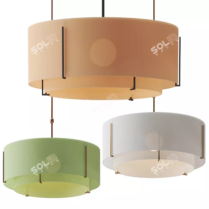 Exos Large Double Shade Pendant  Modern Lighting Fixture by Hubbardton Forge 3D model image 1