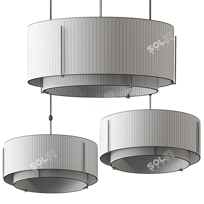 Exos Large Double Shade Pendant  Modern Lighting Fixture by Hubbardton Forge 3D model image 2