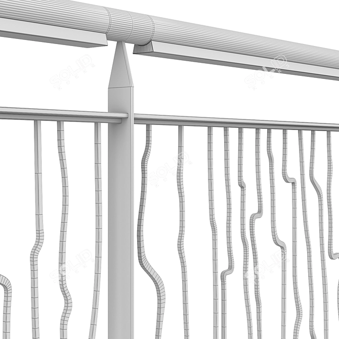  Modern Iron and Wood Railings Set 3D model image 6