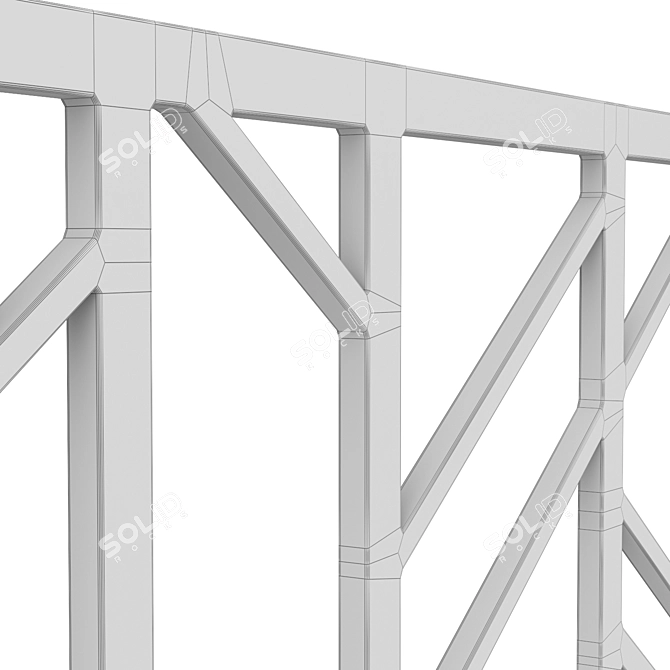  Modern Iron and Wood Railings Set 3D model image 7