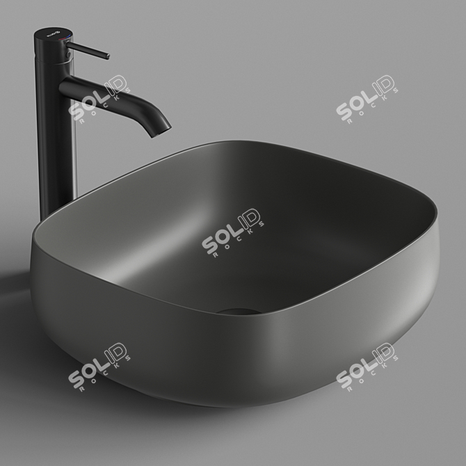 ArtCeram COGNAC Quadro 46 Sink - Elegant and Functional 3D model image 2