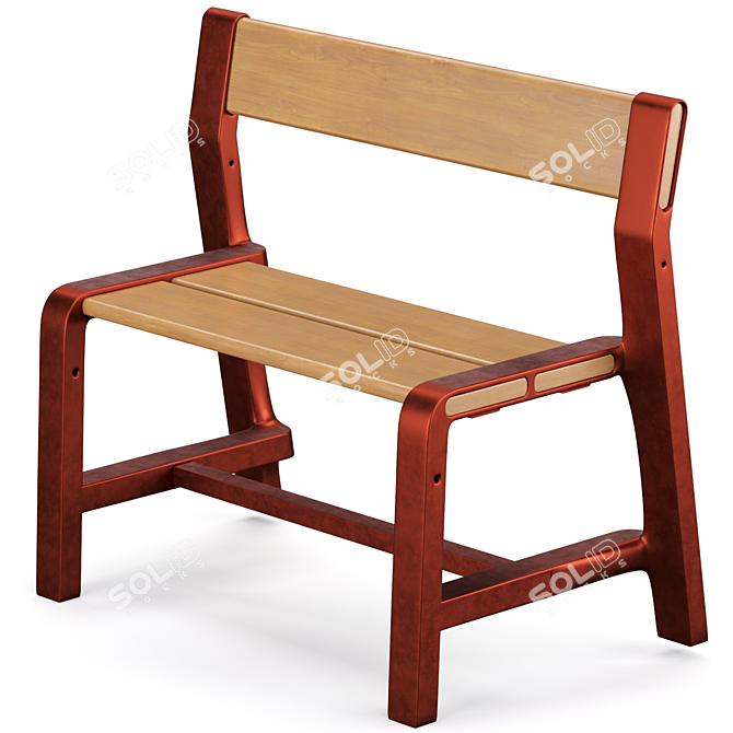 YPPERLIG Children's Bench in Dark Red Beech - Durable and Stylish 3D model image 1