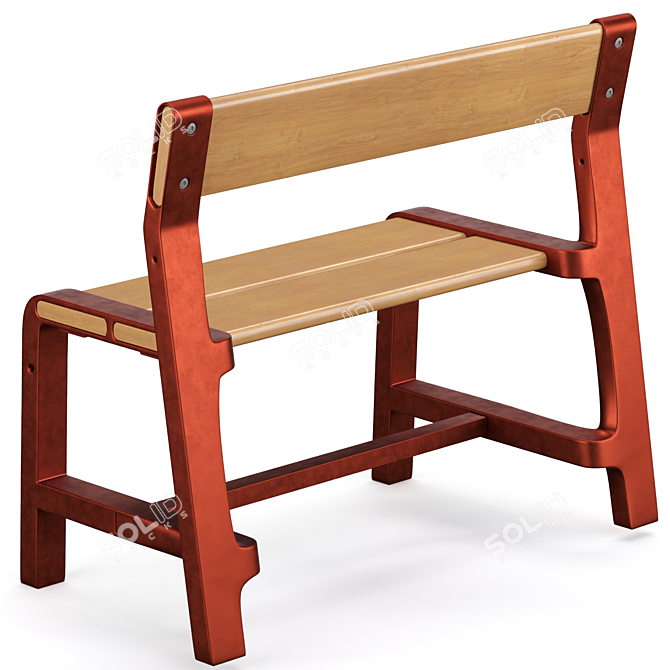 YPPERLIG Children's Bench in Dark Red Beech - Durable and Stylish 3D model image 2