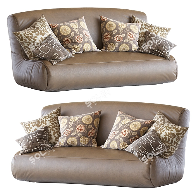 Elegant Leather Bean Bag Sofa 3D model image 1