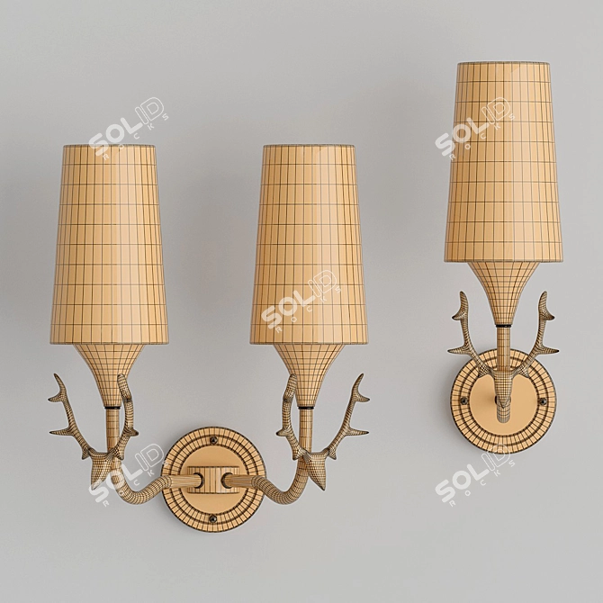 Elegant Brass Glass Wall Lamp 3D model image 4