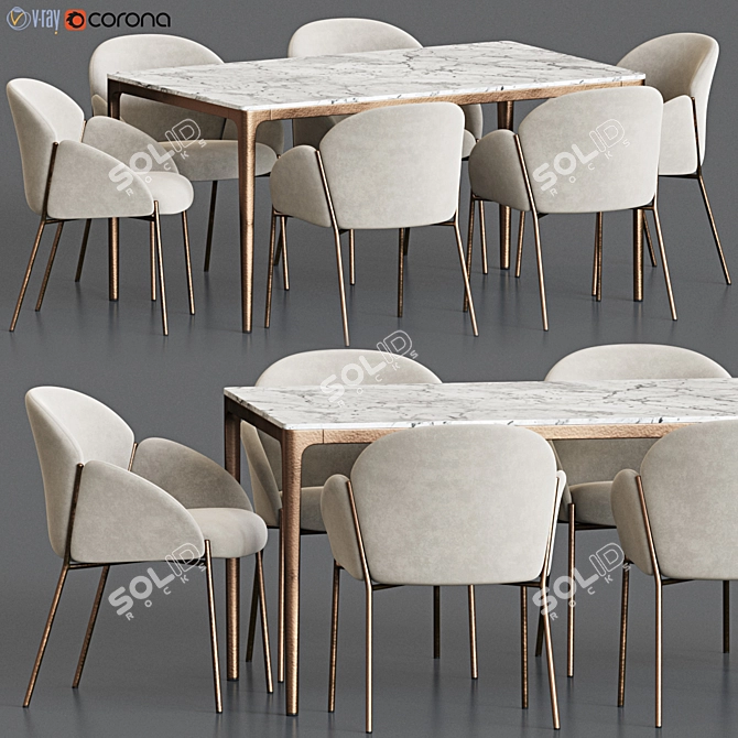 Elegant Modern Dining Set 122 3D model image 1