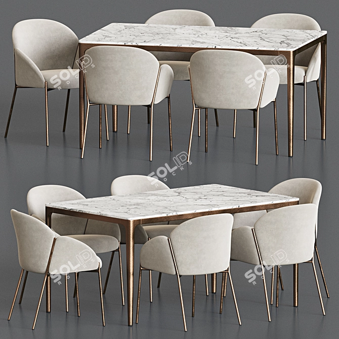 Elegant Modern Dining Set 122 3D model image 2