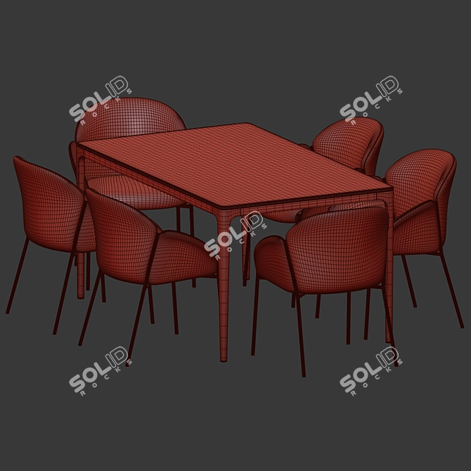 Elegant Modern Dining Set 122 3D model image 3