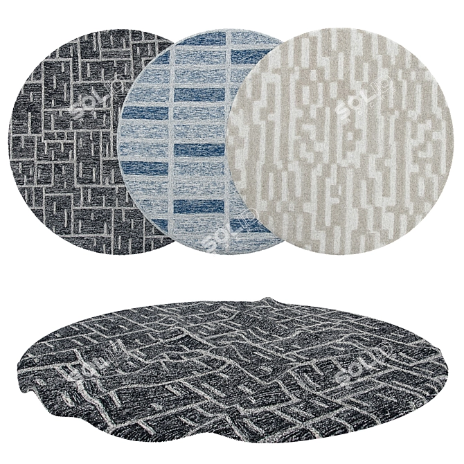 Versatile Set of 6 Round Rugs 3D model image 1