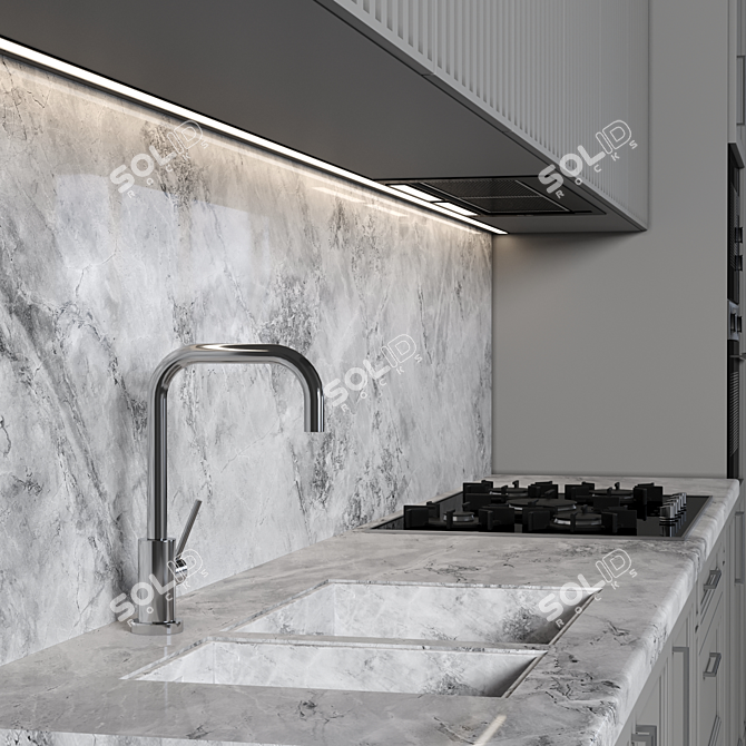 NeoClassic Kitchen: Versatile Luxury at its Finest 3D model image 2