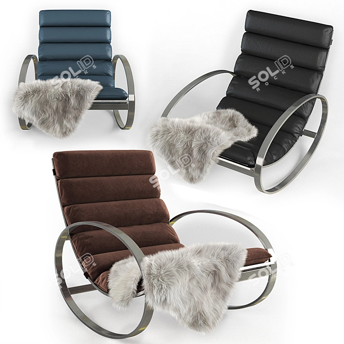 Modern Chrome Ellipse Rocking Chair 3D model image 2