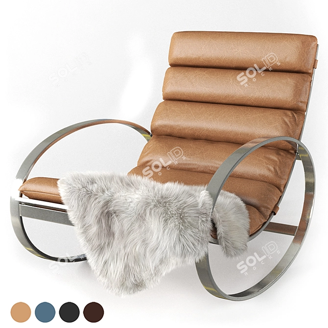 Modern Chrome Ellipse Rocking Chair 3D model image 7