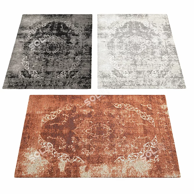 Elegant Vintage Tabriz Rug 3D model image 3