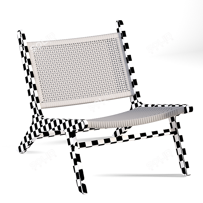 Rattan & Matte Black Accent Armchair 3D model image 4